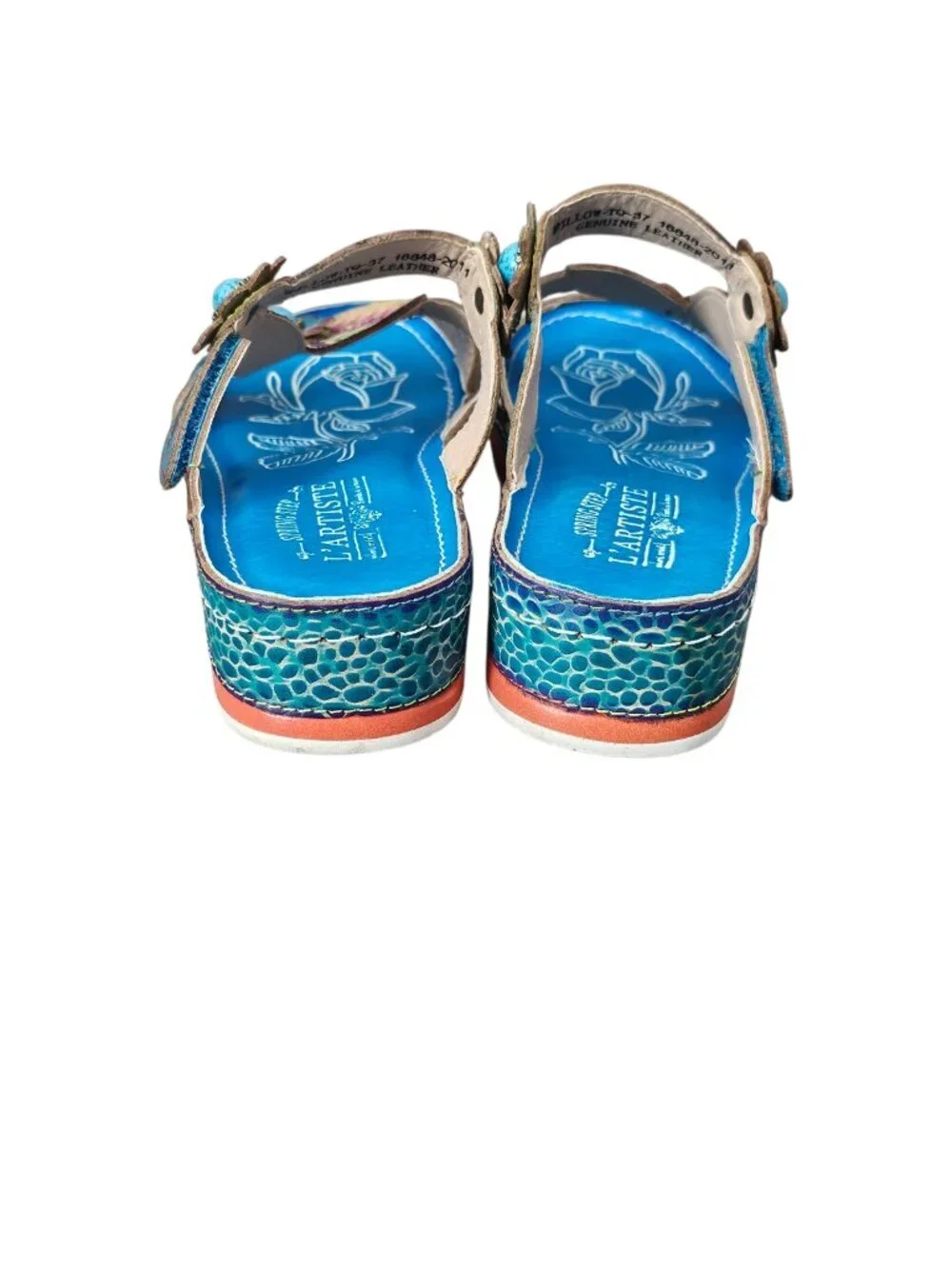 L'Artiste by Spring Step Pillow Boho Leather Floral Hand Painted Slide Sandal